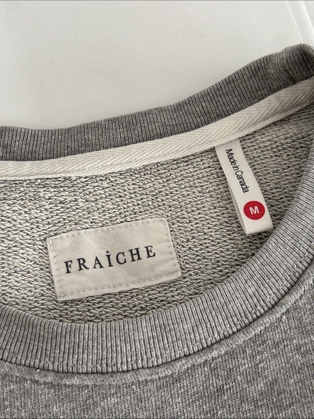 FRAICHE LIVING crewneck sweatshirt French terry cotton gray size medium - Picture 5 of 11